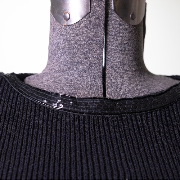 80s Cocktail Dress / Vintage Prom / Puff Sleeve / Luxury knit / Wool - Picture 6 of 9